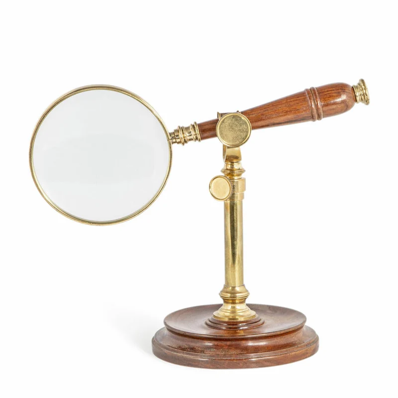 Authentic Models Vergrößerungsglas mit Ständer, Lupe, Holz, Messing, Glas, AC099A
