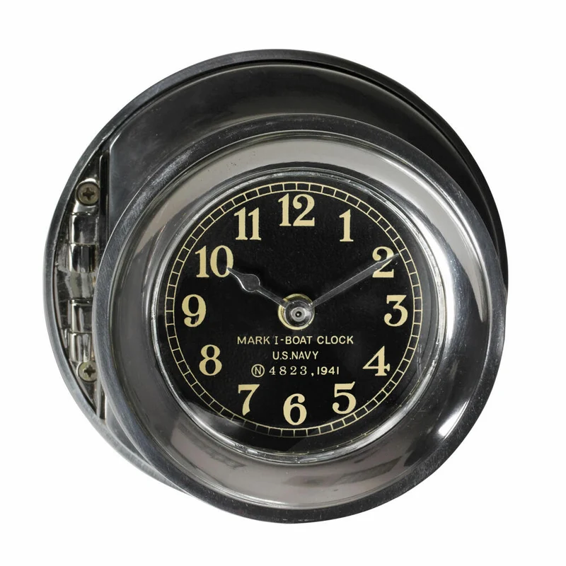 Authentic Models Navy Clock, Marineuhr, Uhr, Dekoration, Aluminium poliert, SC048