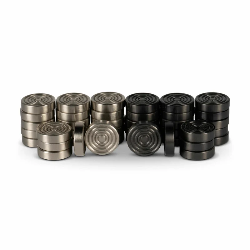 Authentic Models Schach Checkers Set Metal, Spielsteine, Damespielsteine, Aluminium, Schwarz / Silber, GR037