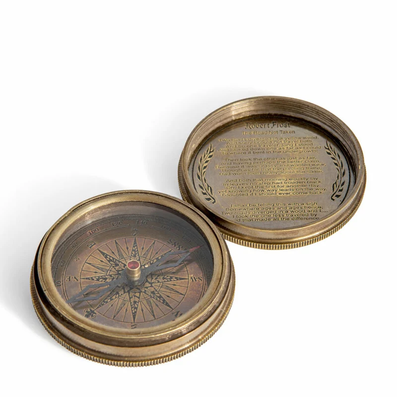 Authentic Models Kompass Antique Pocket Compass, Taschenkompass, Messing / Glas, CO036