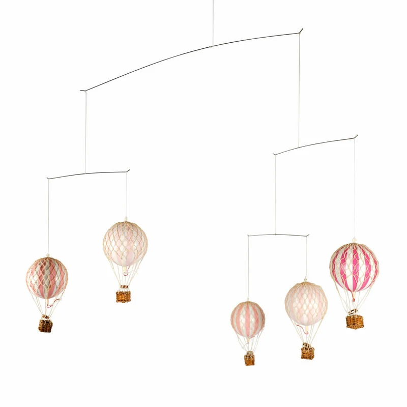 Authentic Models Mobile Flying the Skies Pink, Hängedekoration, Ballon, Rattan / Papier / Kunststoff, AP137