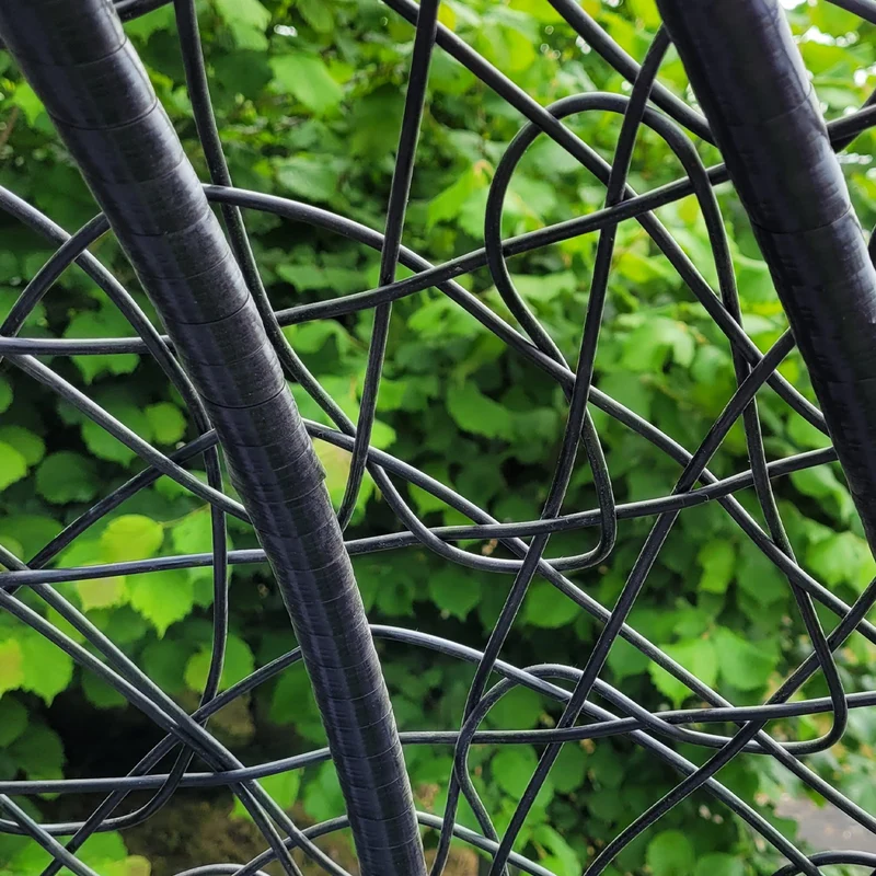 Sedia Sospesa a Uovo da Giardino, Dondolino in Vimini Rattan - Nero
