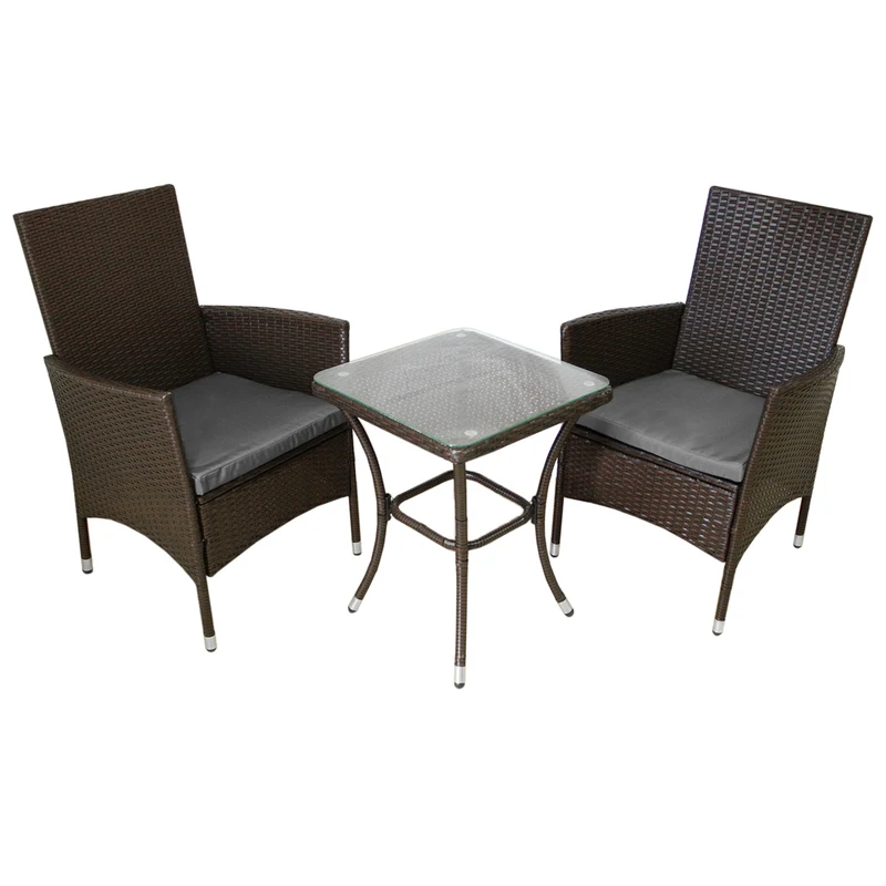 Set da bistrò Jardí in rattan Marrone