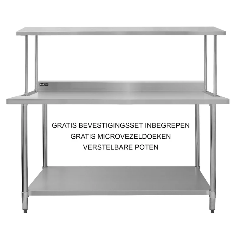 Set Tavolo e Ripiano da Cucina Ristorante KuKoo, Mensola Singola - 180cm