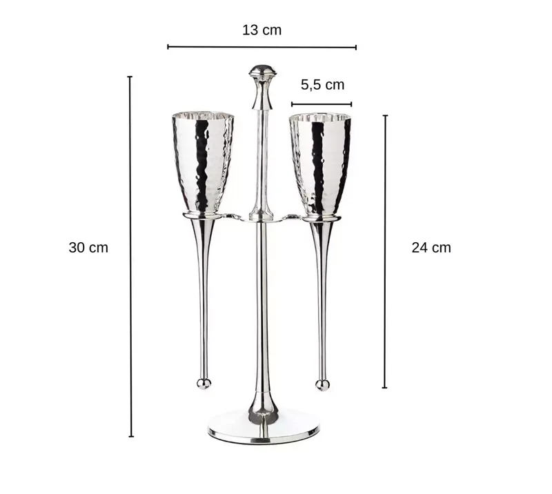 Edzard 2er-Set Sektkelch Dodo (Höhe 23 cm, Füllmenge 200 ml), mit Ständer, gehämmert, edel versilbert