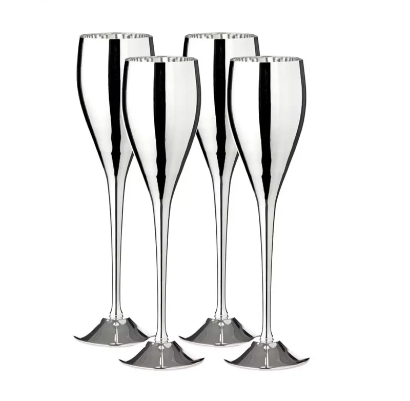 Edzard 4er-Set Sektkelch Dodo (Höhe 23 cm, Füllmenge 200 ml), glatt, edel versilbert