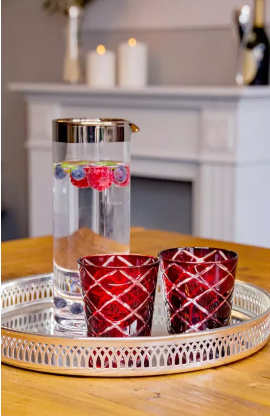 Edzard 6er-Set Kristallgläser Dio (Höhe 10 cm, Füllmenge 230 ml), rubinrot, handgeschliffenes Glas