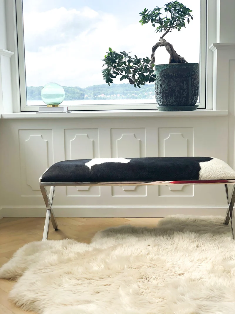 Natures Collection Natures Collection Kuhfellbank | Stahl | 110x42x45 cm