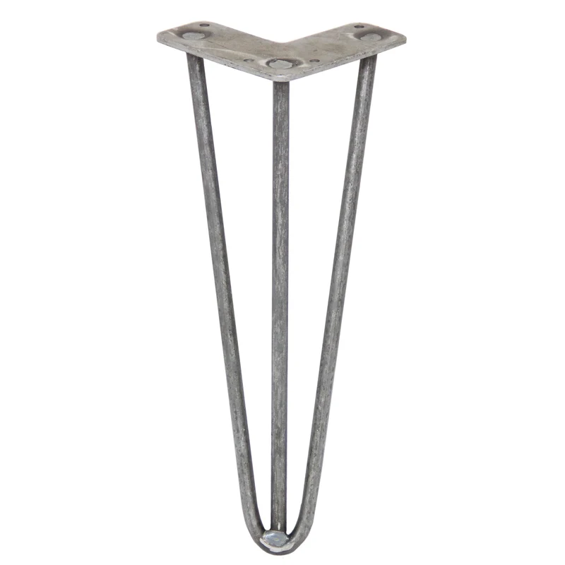 4 Gambe da Tavolo a Forcina 30.5cm - 3 Rebbi - 10mm - Acciaio Naturale