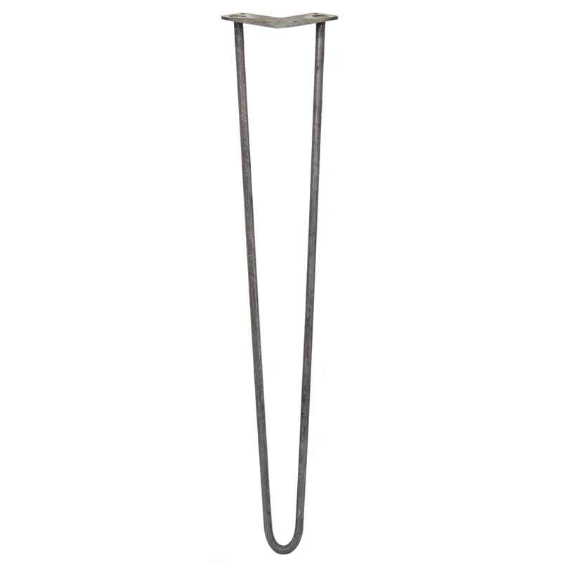 4 Gambe da Tavolo a Forcina 71cm - 2 Rebbi - 12mm - Acciaio Naturale