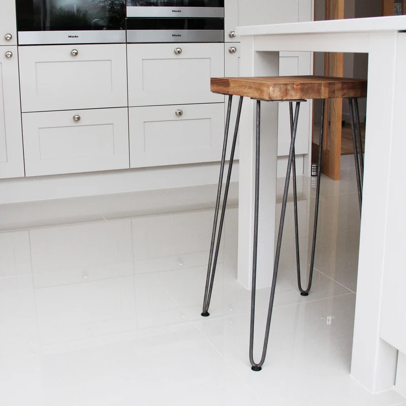 4 Gambe da Tavolo a Forcina 71cm - 2 Rebbi - 12mm - Acciaio Naturale