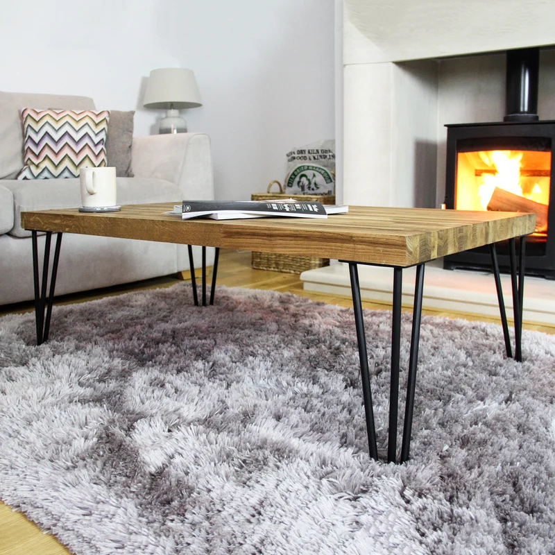 4 Gambe da Tavolo a Forcina 71cm - 2 Rebbi - 12mm - Acciaio Naturale