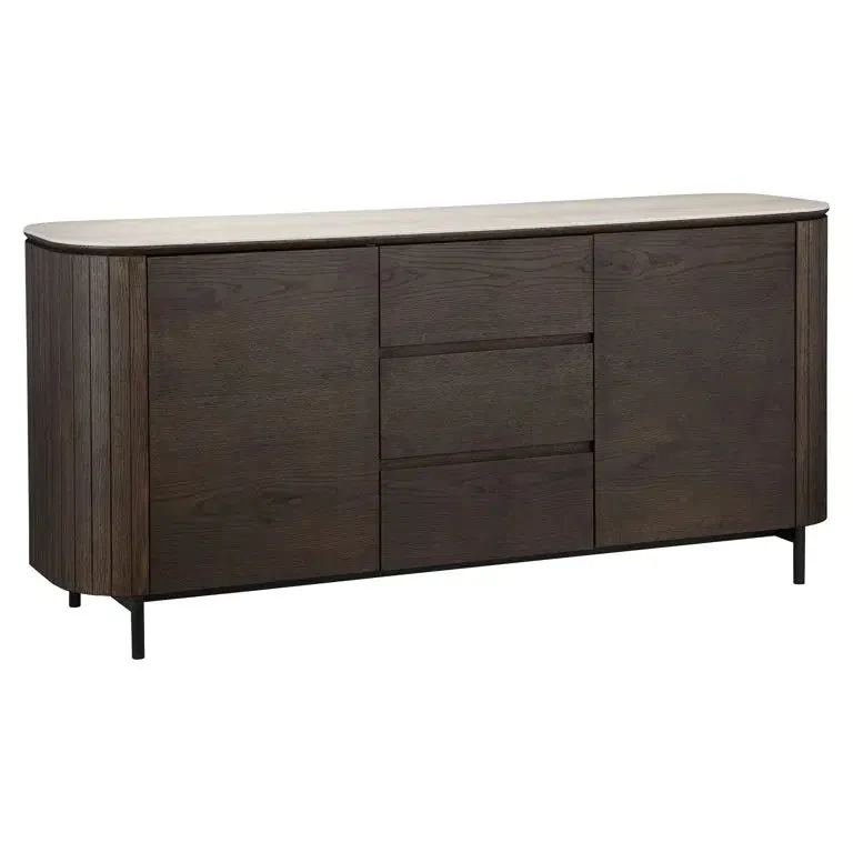 Richmond Interiors Sideboard Ritz 2-türig 3-Schubladen (Braun)