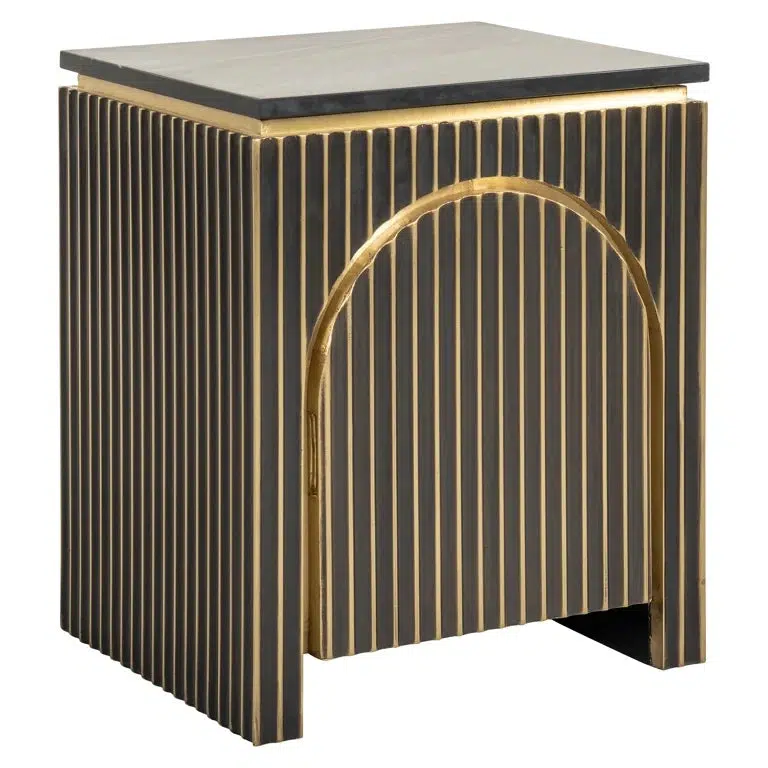 Richmond Interiors Nachttisch Les Arcs 1-türig Beistelltisch (Brushed Gold)