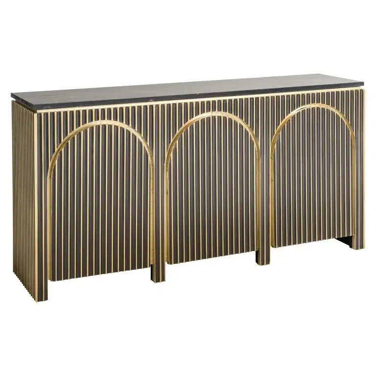 Richmond Interiors Sideboard Les Arcs 3-türig (Brushed Gold