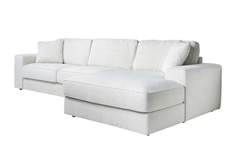 Richmond Interiors Couch Santos 2,5 Sitzer + Lounge rechts white bouclé