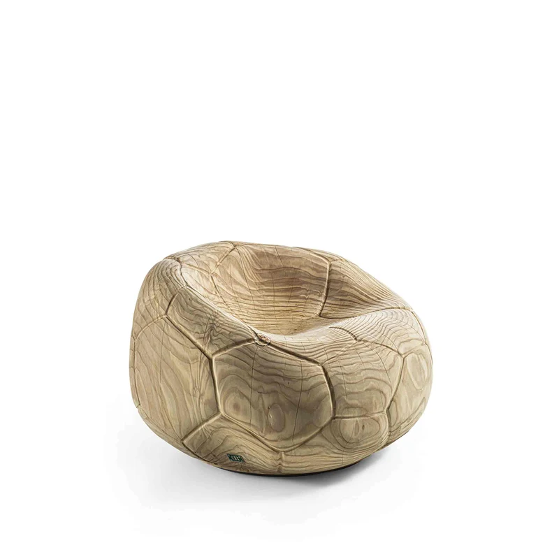 Swivel Armchair in Cedar Wood FOOTBALL by Guto Biazzetto for Riva 1920