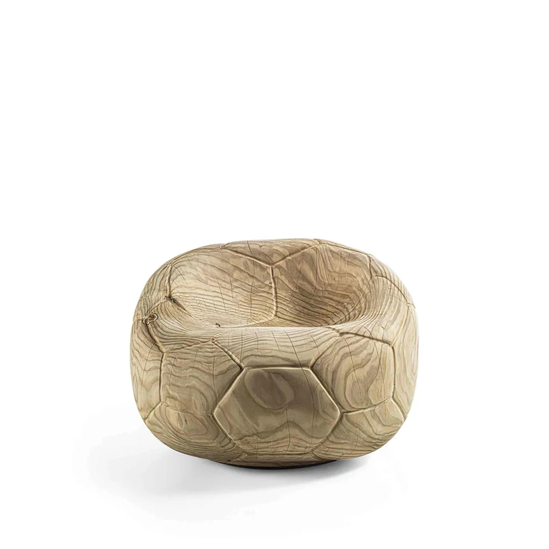 Swivel Armchair in Cedar Wood FOOTBALL by Guto Biazzetto for Riva 1920