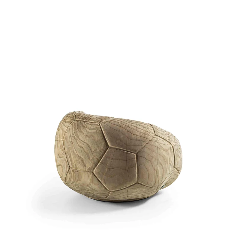 Swivel Armchair in Cedar Wood FOOTBALL by Guto Biazzetto for Riva 1920