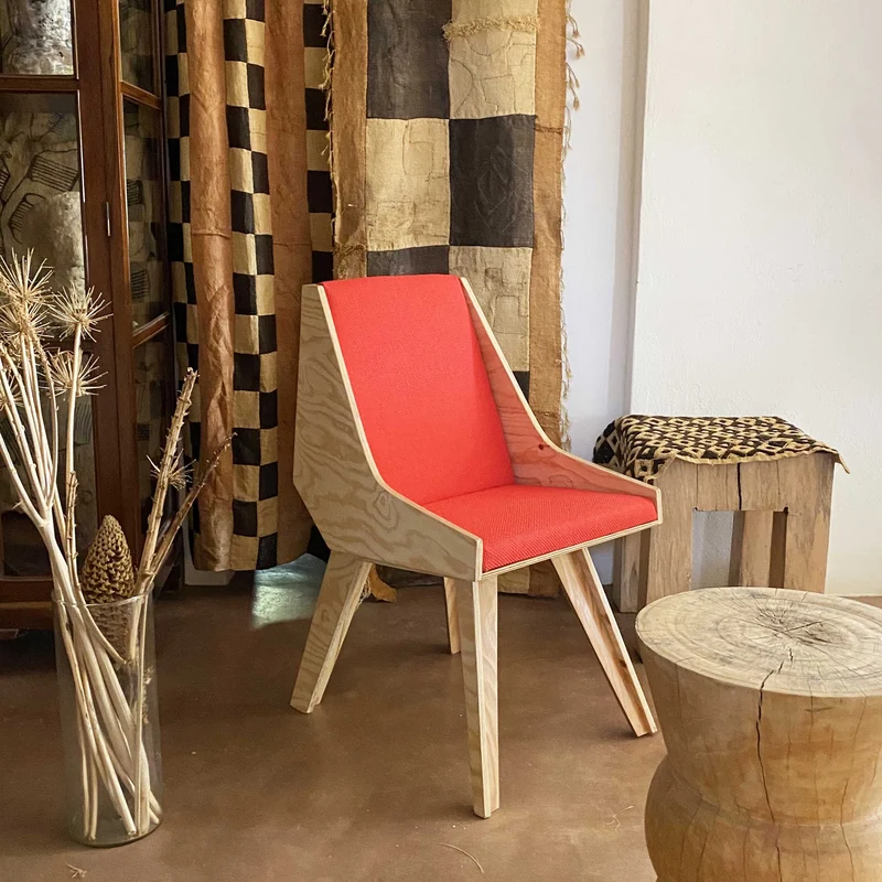 Wooden Chair CARDILLO RED by Jules Régis