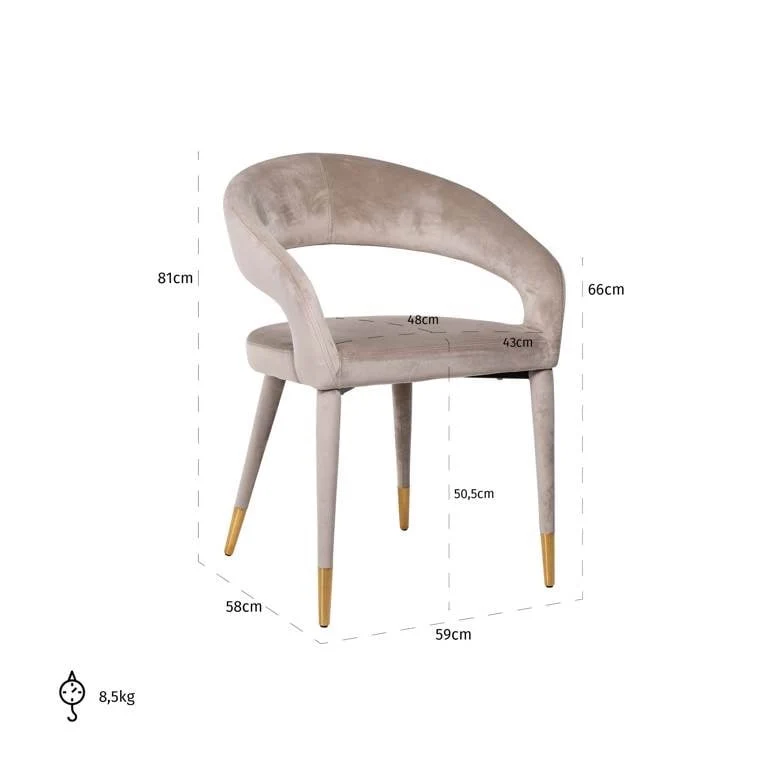 Richmond Interiors Sessell Gia mit Armlehne khaki velvet fire retardant (FR-Quartz 903 Khaki)