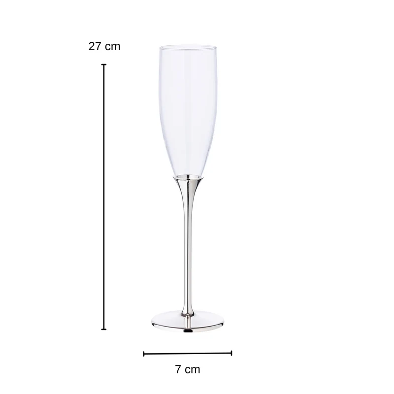 Edzard 2er-Set Sektkelch Victoria (Höhe 27 cm) aus Glas, Fuß edel versilbert, anlaufgeschützt