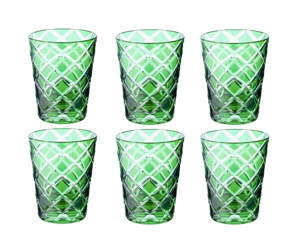 Edzard 6er Set Kristallgläser Dio, grün, handgeschliffenes Glas, Höhe 10 cm