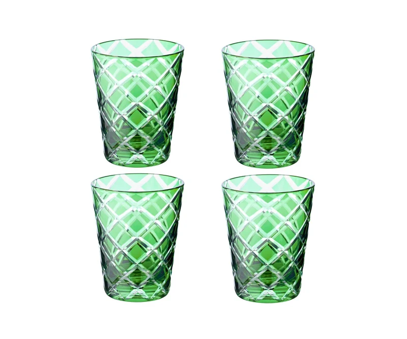Edzard 4er Set Kristallgläser Dio, grün, handgeschliffenes Glas, Höhe 10 cm