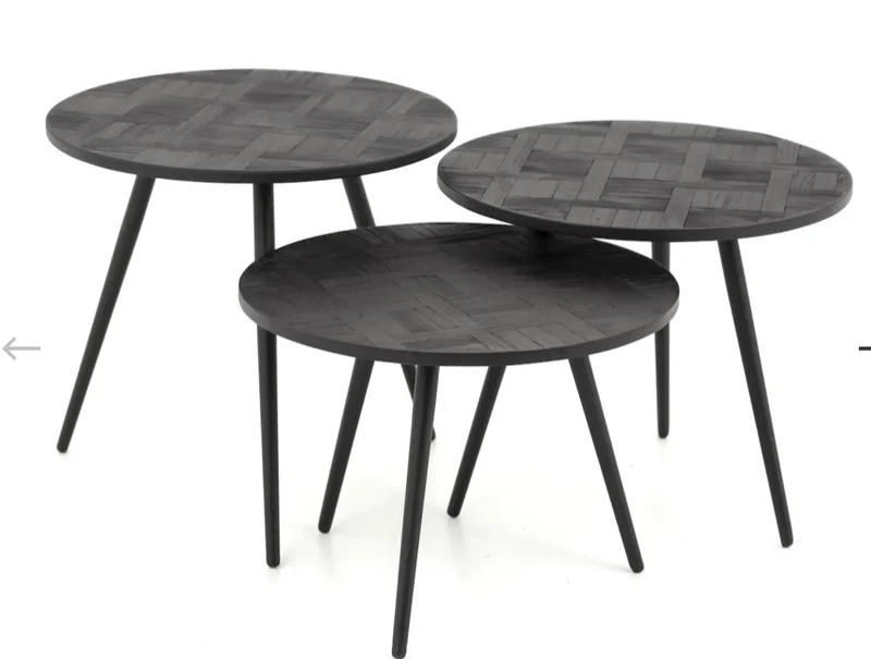 Flamant Beistelltisch ROBYN, Recyceltes Teakholz, runde, 3er-Set