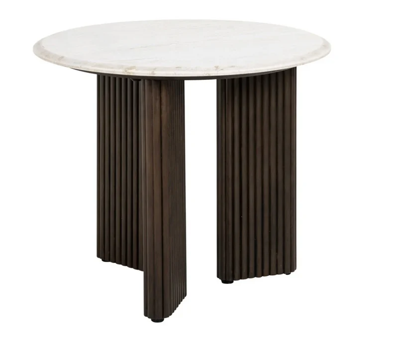 Richmond Interiors Beistelltisch Mayfield 55Ø - Mangoholz & Marmor