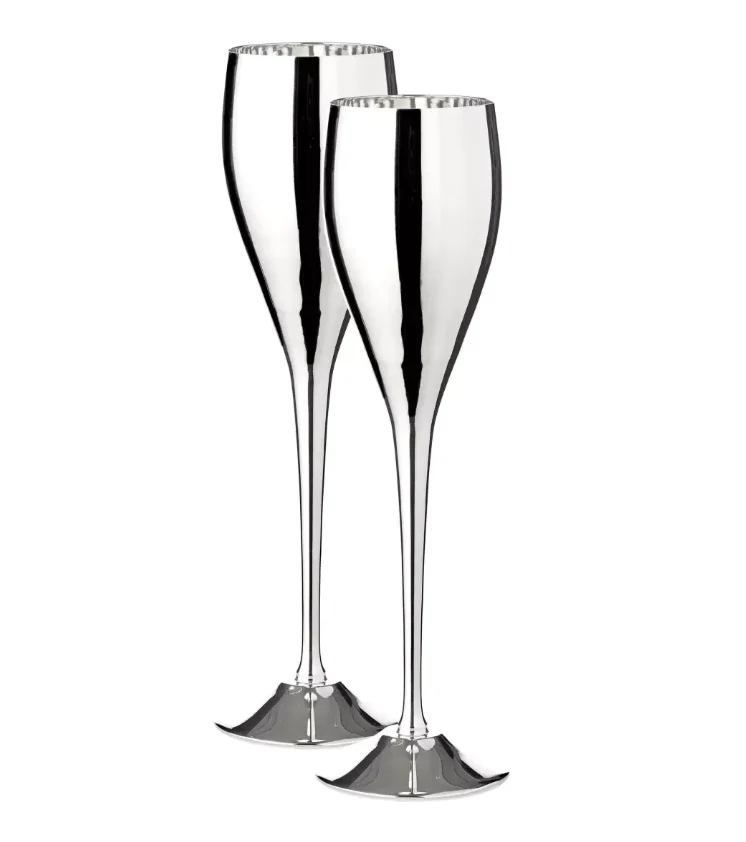 Edzard 2er-Set Sektkelch Dodo (Höhe 23 cm, Füllmenge 200 ml), glatt, edel versilbert