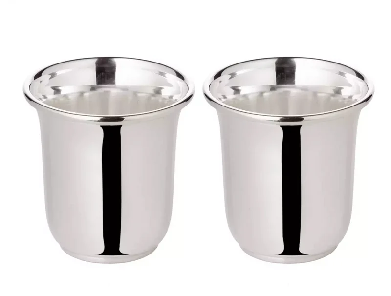 Edzard 2er-Set Schnapsbecher Cuno (Höhe 5 cm, Füllmenge 4 cl), schwerversilbert