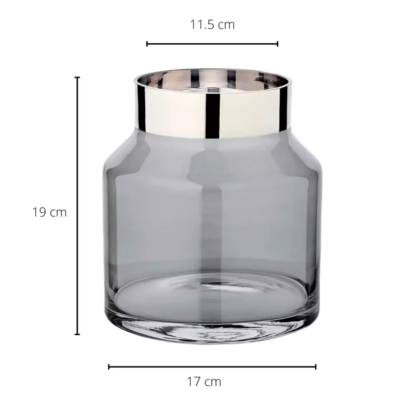 Edzard Vase Gabi (Höhe 19 cm, Ø 17 cm), dunkles mundgeblasenes Kristallglas mit Platinrand