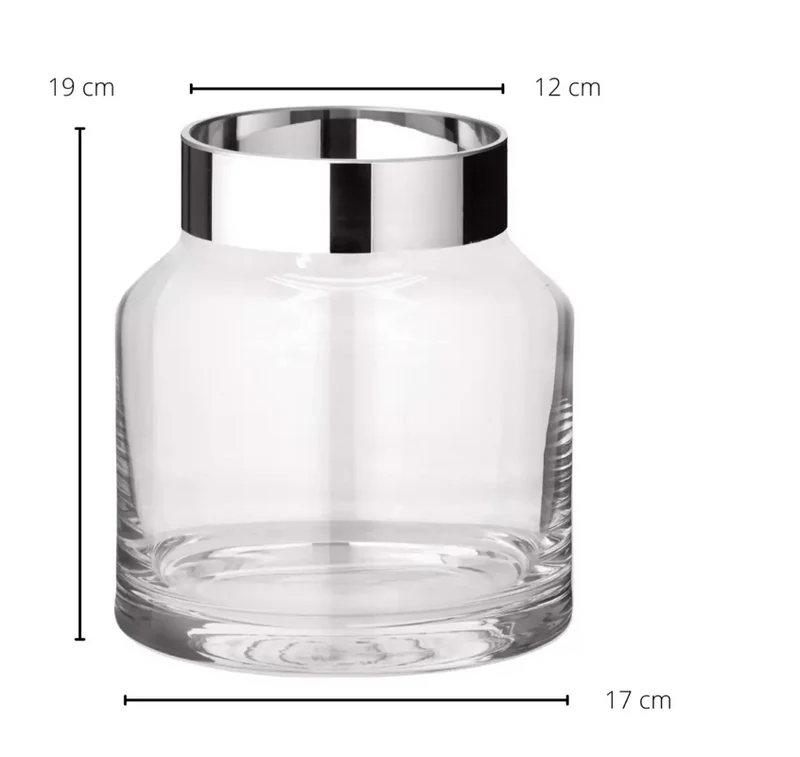 Edzard Vase Gabi (Höhe 19 cm, Ø 17 cm), mundgeblasenes Kristallglas mit Platinrand