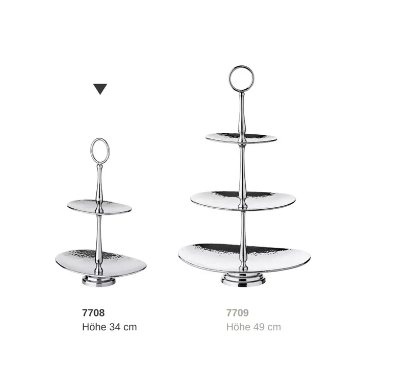 Edzard Etagere Gulf (Höhe 34 cm), mit 2 Ebenen, oval, Edelstahl gehämmert, hochglanzpoliert