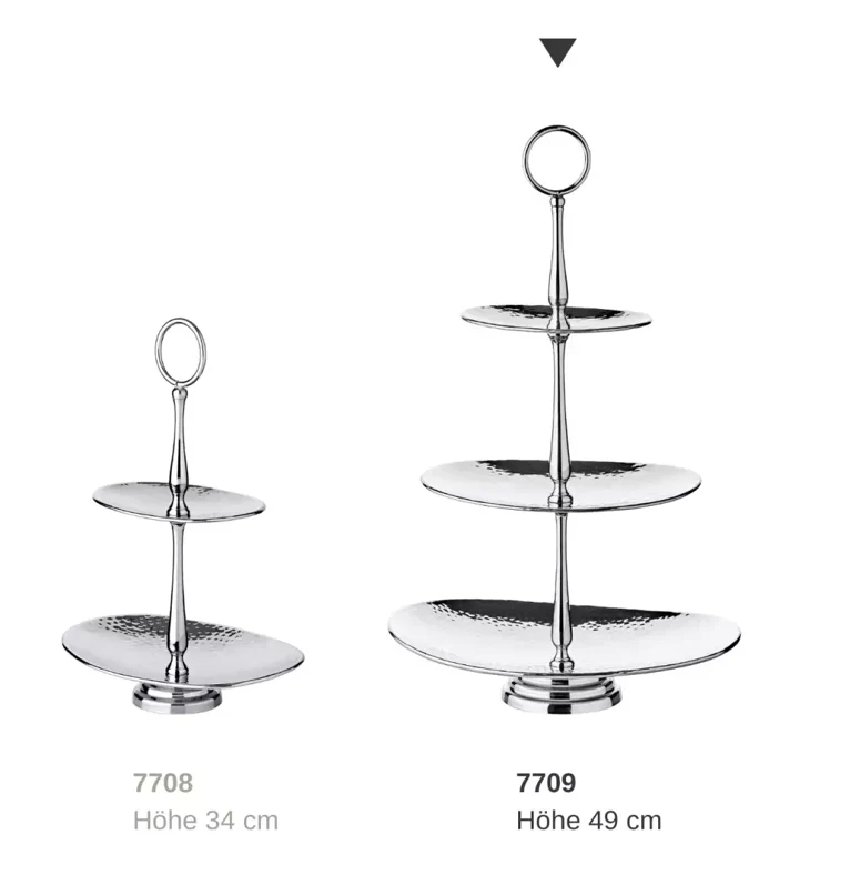 Edzard Etagere Gulf (Höhe 49 cm, 3-stöckig), oval, Edelstahl, gehämmert, hochglanzpoliert