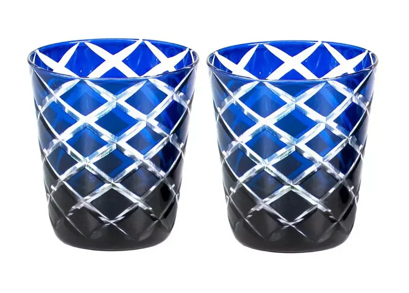 Edzard 2er-Set Kristallgläser Dio (Höhe 10 cm, Füllmenge 230 ml), blau, handgeschliffenes Glas