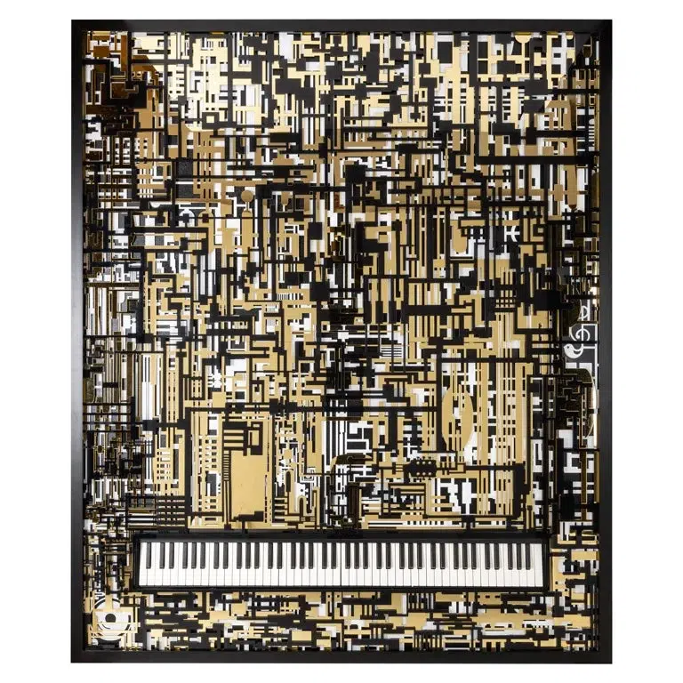 Richmond Interiors Wall art Piano Wibi (Black/gold)