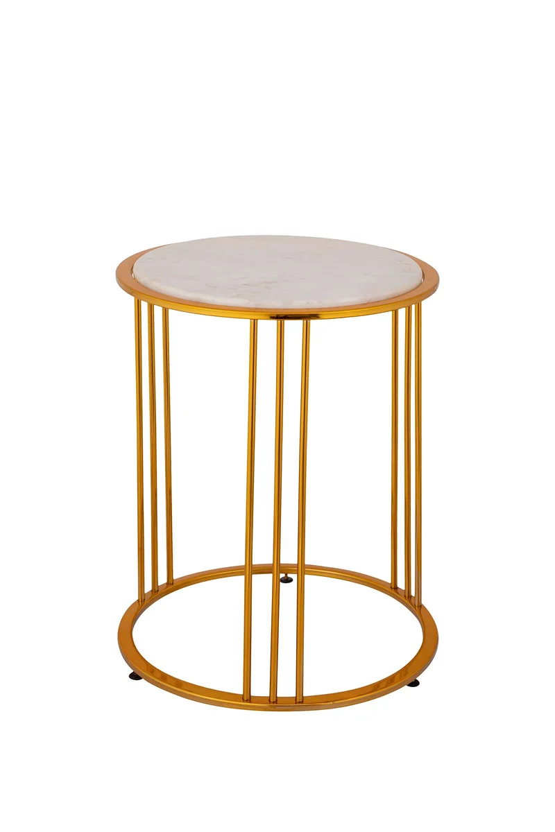 PTMD Xamm Gold Marmor Eisen Beistelltisch rund