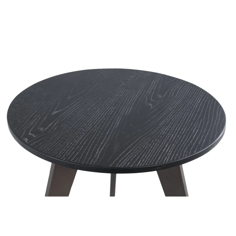 PTMD Werdy Couchtisch aus schwarzem Eisen mit Furnierplatte rund SV2