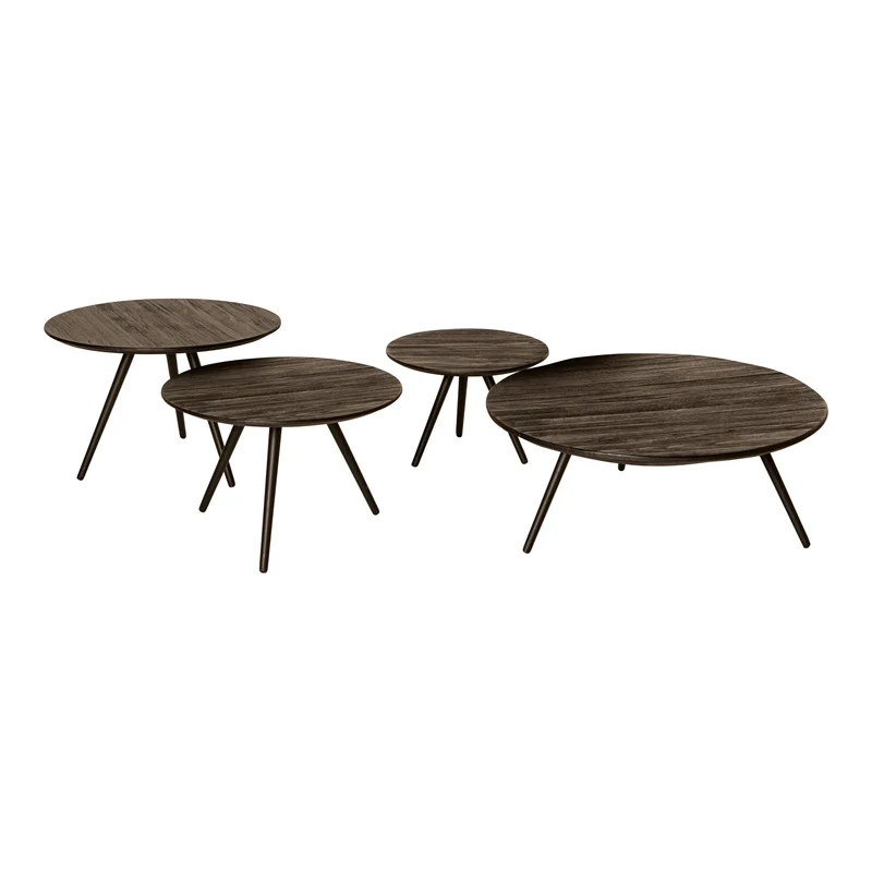PTMD Thyrsa Schwarzer Couchtisch aus recyceltem Teakholz SV4