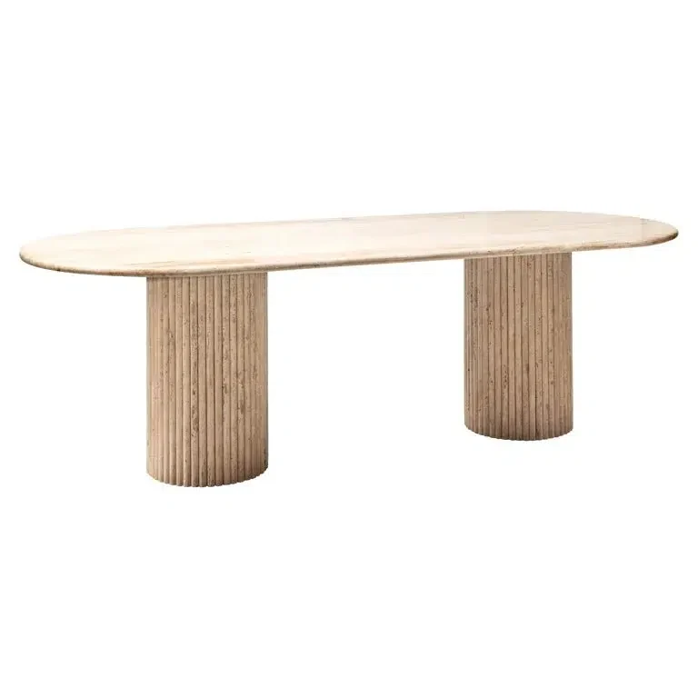 Richmond Interiors La Cantera Esstisch oval 240 - Naturastein Travertin