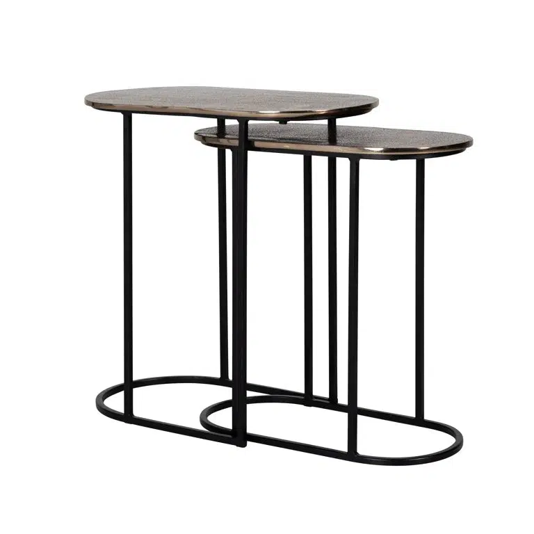 Richmond Interiors Beistelltisch Chandon Set von 2 (Champagne gold)
