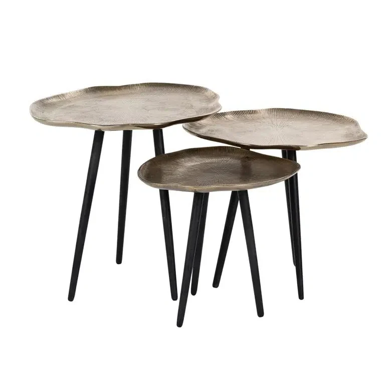 Richmond Interiors Couchtisch Volenta 3er set champagne gold (Champagne gold)