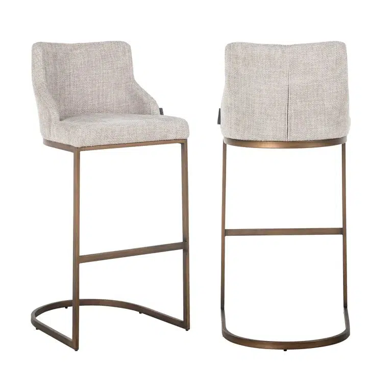 Richmond Interiors Barstuhl Bolton natural renagade / brushed gold (Renegade Natural 01)