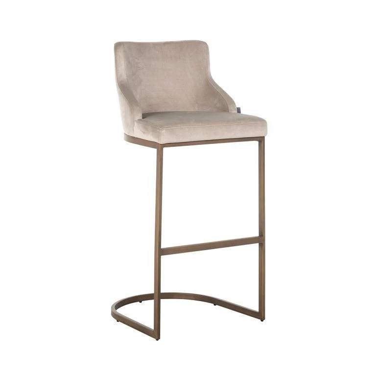 Richmond Interiors Barstuhl Bolton khaki velvet / brushed gold fire retardant (FR-Quartz 903 Khaki)