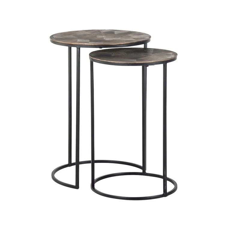 Richmond Interiors Beistelltisch Tulum set von 2 (Brushed Gold)
