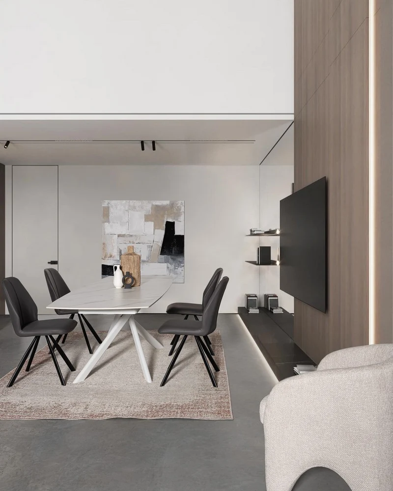 Tavolo allungabile in gres porcellanato effetto marmo 160-240x90 cm
