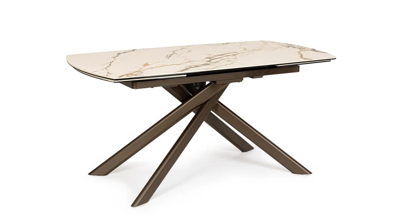 Tavolo allungabile in gres porcellanato effetto marmo 160-240x90 cm