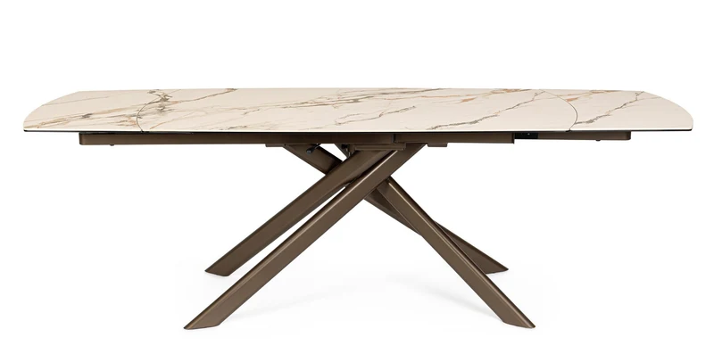 Tavolo allungabile in gres porcellanato effetto marmo 160-240x90 cm